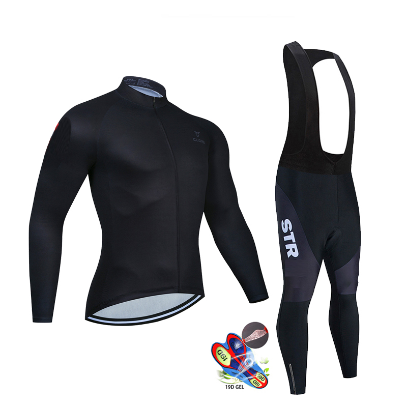 Mountain Biking Uniform - Herbst Schwarz Radfahren Jersey Set Langarm